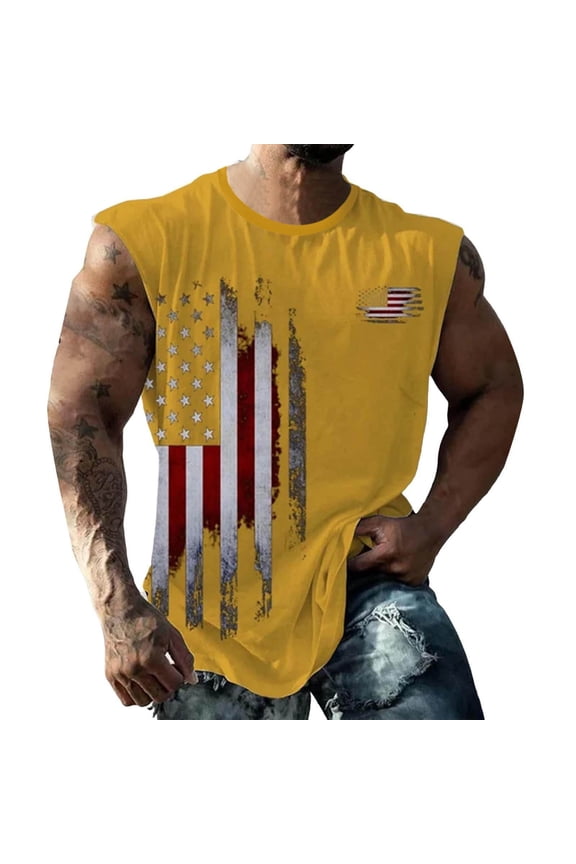 Us Flag Tank Top Mens 4Th Of July Shirt Patriotic Usa Sleeveless Graphic Muscle Shirts Workout Gym Funny Tanks Clothes