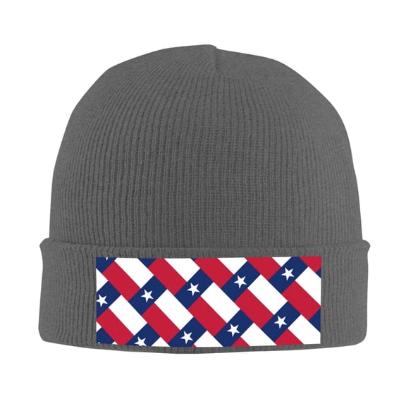 Us Flag Texas Beanie Hat Knit Hat Skull Cap for Men Women Winter Hat Deep Heather