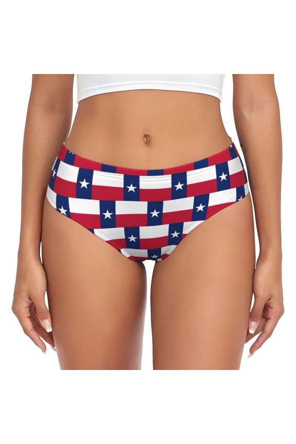 Us Flag Texas Bikini Panties Stretch Cool 3D printed Underwear for Women Medium