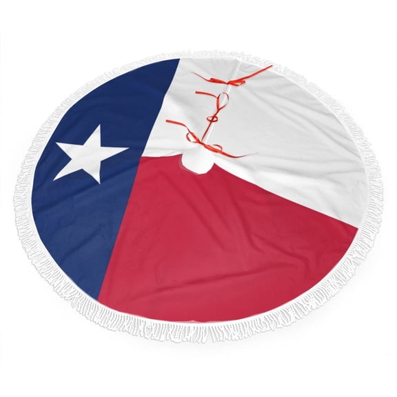 Us Flag Texas Christmas Tree Skirt Tassel Lace for Xmas Ornaments Decoration 30"