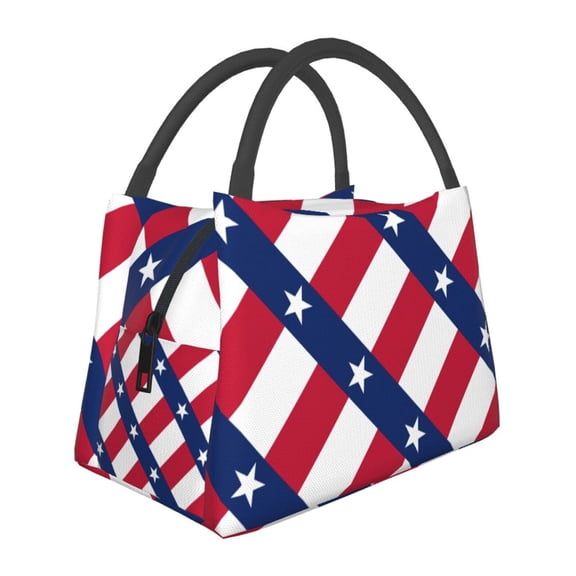 Us Flag Texas Lunch Tote Bag Trendy Lightweight Reusable Stylish Bento Box For Adult
