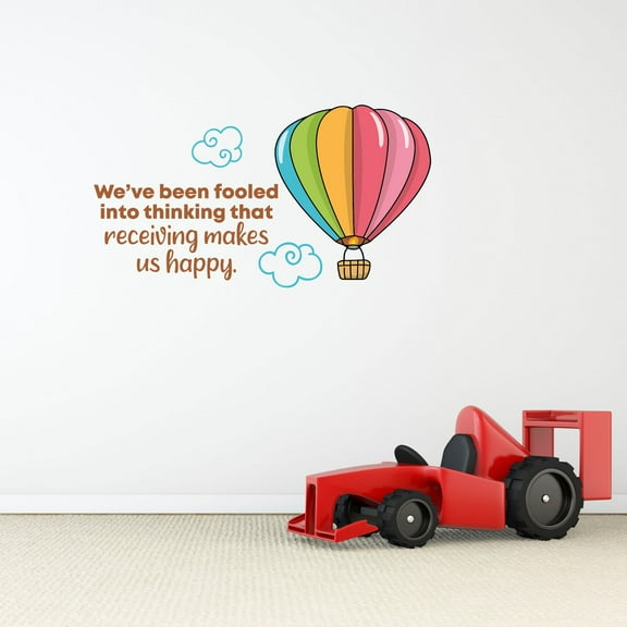 Us Happy Hot Air Balloon Life Quote Cartoon Quotes Decors Wall Sticker Art Design Decal for Girls Boys Kids Room Bedroom Nursery Kindergarten Home Decor Stickers Wall Art Vinyl Decoration (8x10 inch)