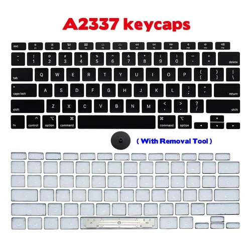 Us Keyboard Key Caps Full Set For Macbook Air 13" A2337 M1 2020 Emc 3598 (Black)