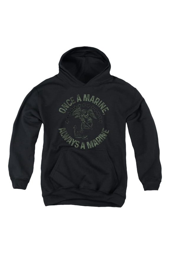 Us Marine Corps - Always A Marine - Youth Hooded Sweatshirt - X-Large
