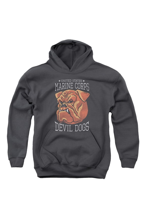 Us Marine Corps - Devil Dogs - Youth Hooded Sweatshirt - Medium