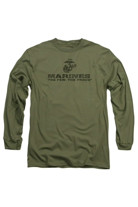 Us Marine Corps - Distressed Logo - Long Sleeve Shirt - Large