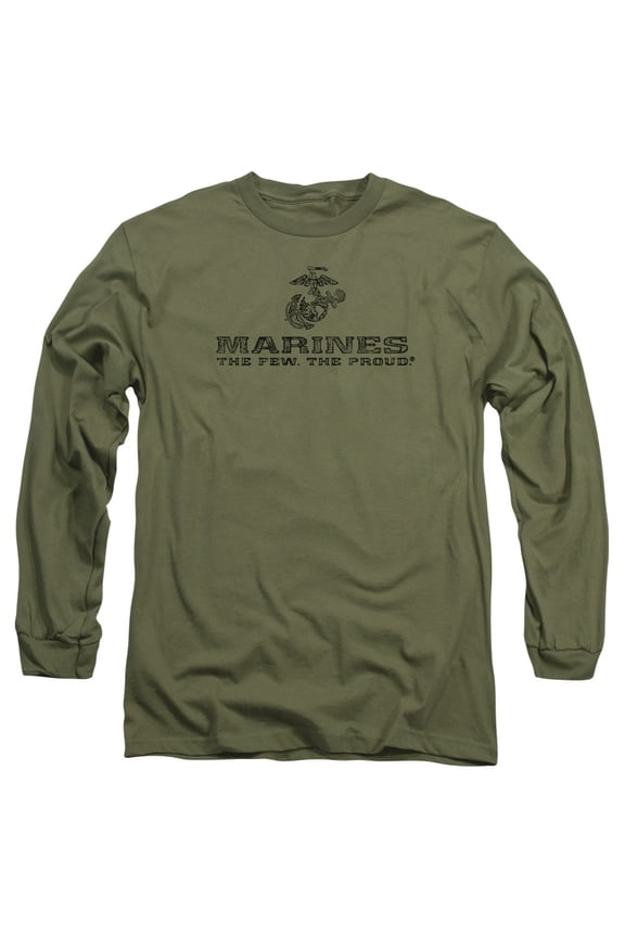 Us Marine Corps - Distressed Logo - Long Sleeve Shirt - Medium