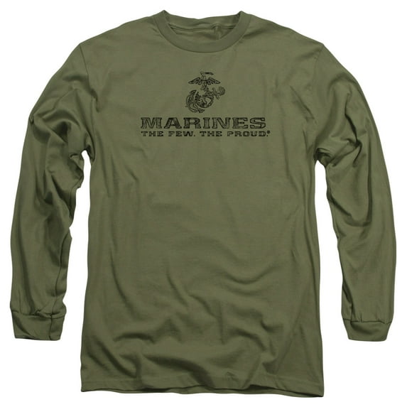 Us Marine Corps - Distressed Logo - Long Sleeve Shirt - Small