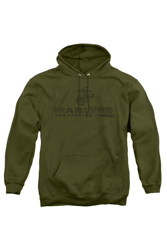 Us Marine Corps - Distressed Logo - Pull-Over Hoodie - Large