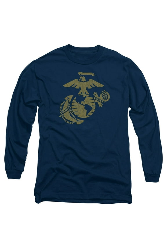 Us Marine Corps - Gold Emblem - Long Sleeve Shirt - Large