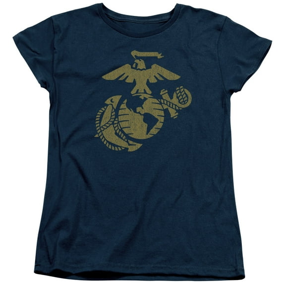 Us Marine Corps - Gold Emblem - Women's Short Sleeve Shirt - Medium