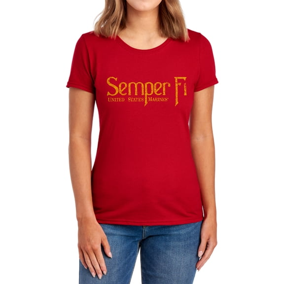 Us Marine Corps Semper Fi Women's T Shirt (Medium) Red