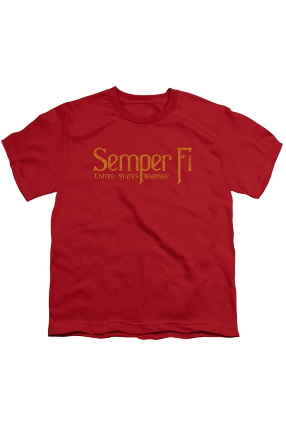 Us Marine Corps - Semper Fi - Youth Short Sleeve Shirt - Large