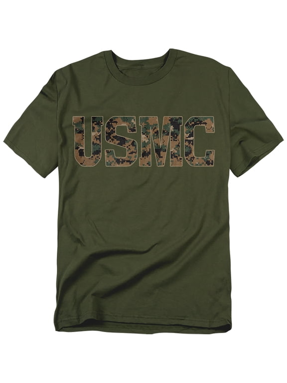 Us Marine Corps T-Shirt Usmc Camo Fill Unisex Graphic Tee For Men & Women Military Green 