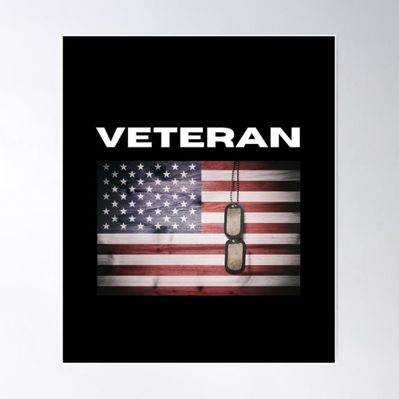 Us Military Veteran Flag With Dog Tags Poster Wall Art Modern Wall Decor For Living Room Bedroom