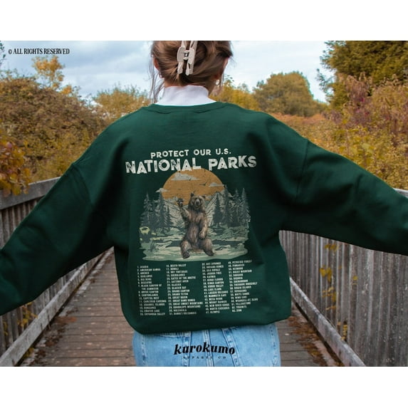 Us National Parks Crewneck Vintage Mountain Crewneck Park Ranger Environmental Camping Clothes Granola Girl Grizzly Bear Wildlife Sweatshirt SWEATSHIRT All Size S-5XL