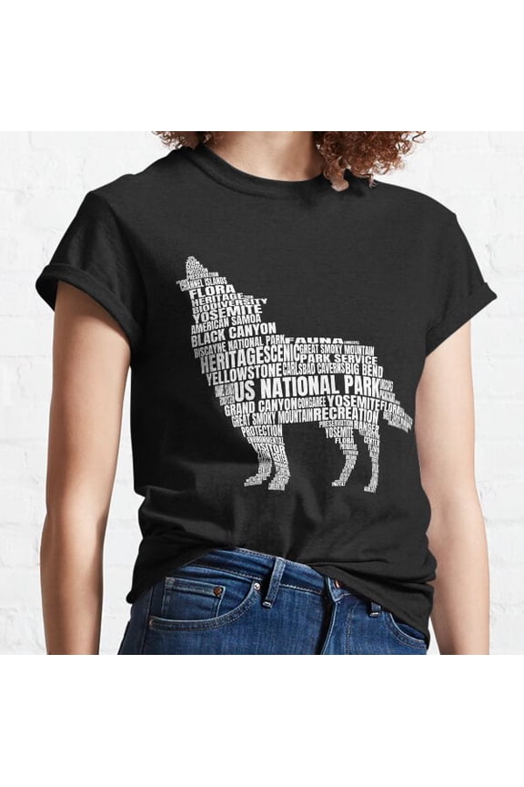 Us National Parks Wolf Hiking Campground Camping Gear Classic T-shirt