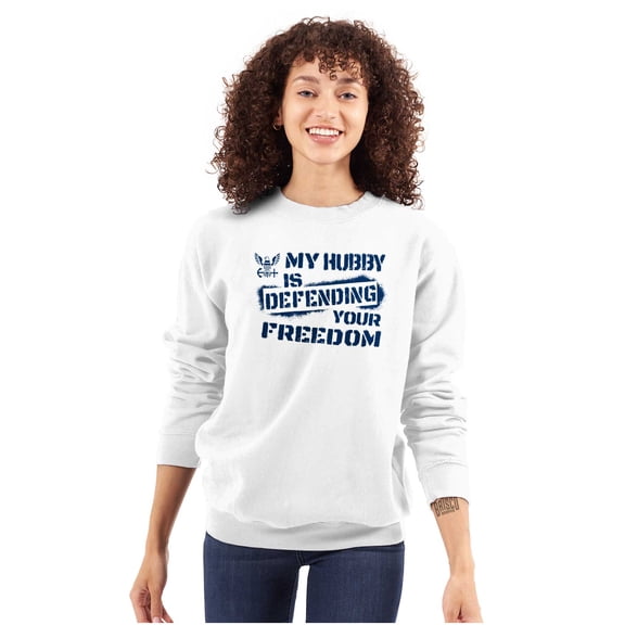 Us Navy Logo Hubby Defending Freedom Women Plus Size Sweatshirt Brisco Brands 5X