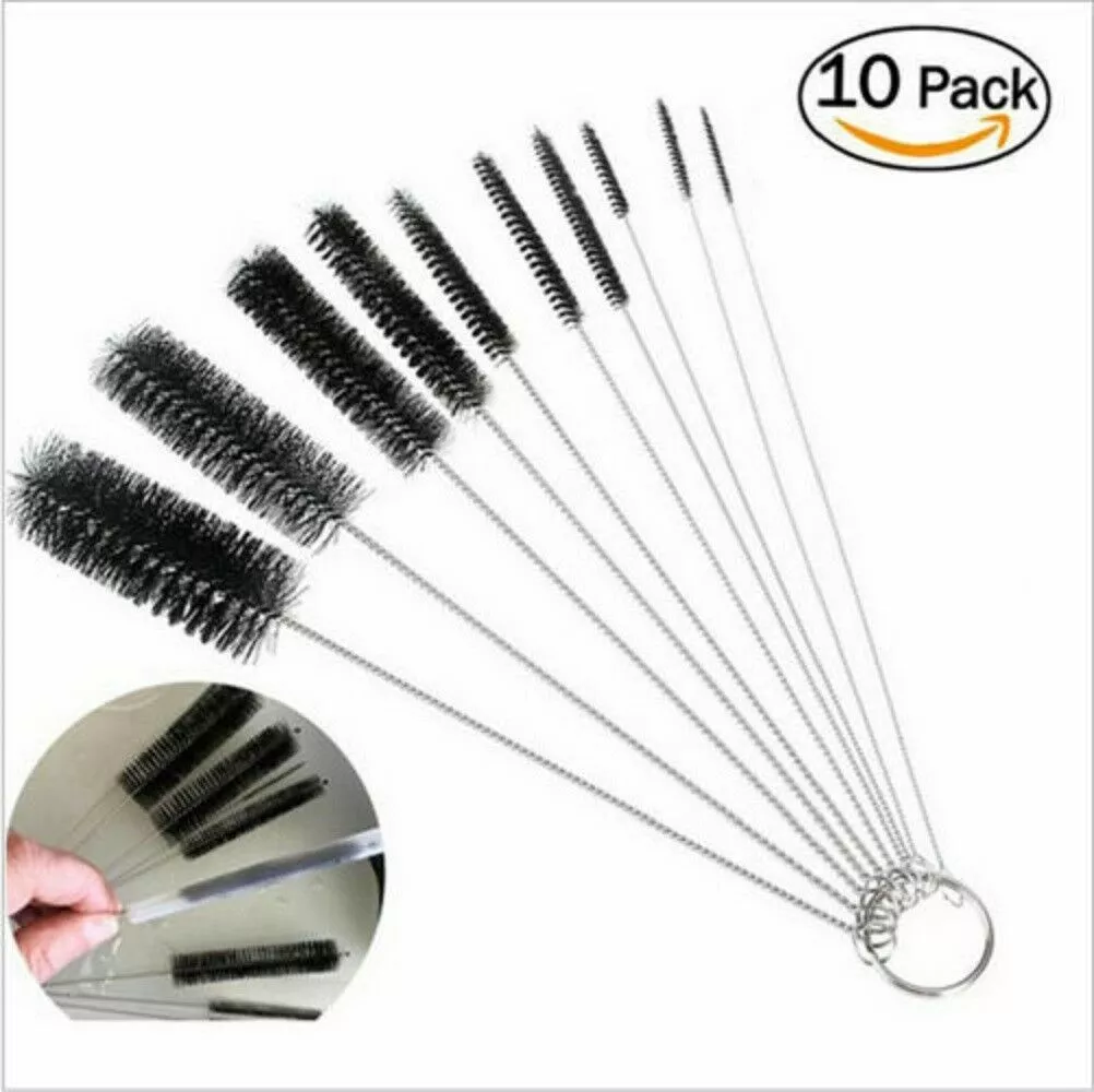 Us Nylon Straw Brush Cleaner Bottle Tube Pipe Small Long Cleaning 10Pcs Set