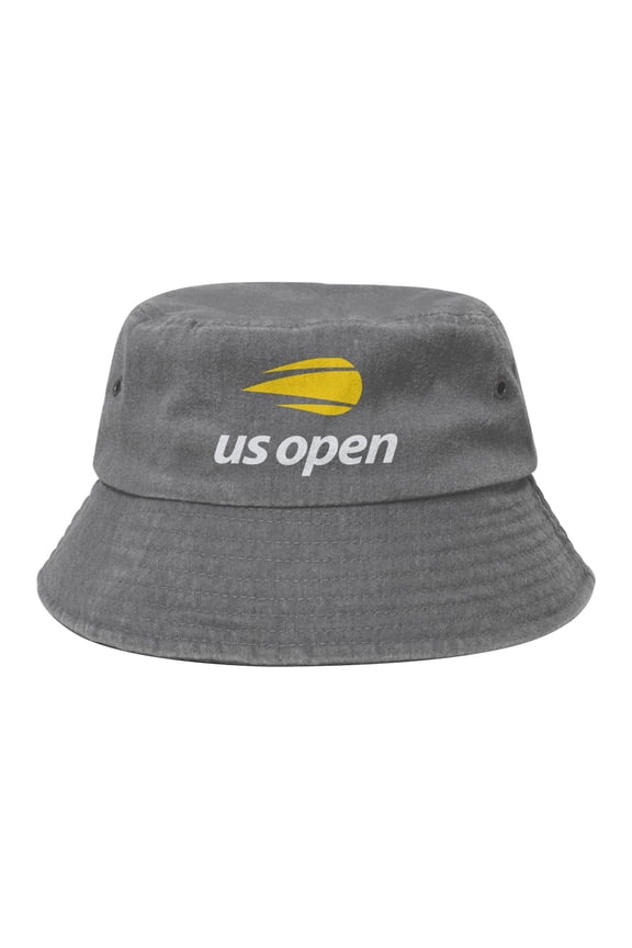 Us Open Flaming Tennis Ball Logo Washed Bucket Hat For Men Women Denim Bucket Hat Sun Hat Cowboy Fishing Beach Hat