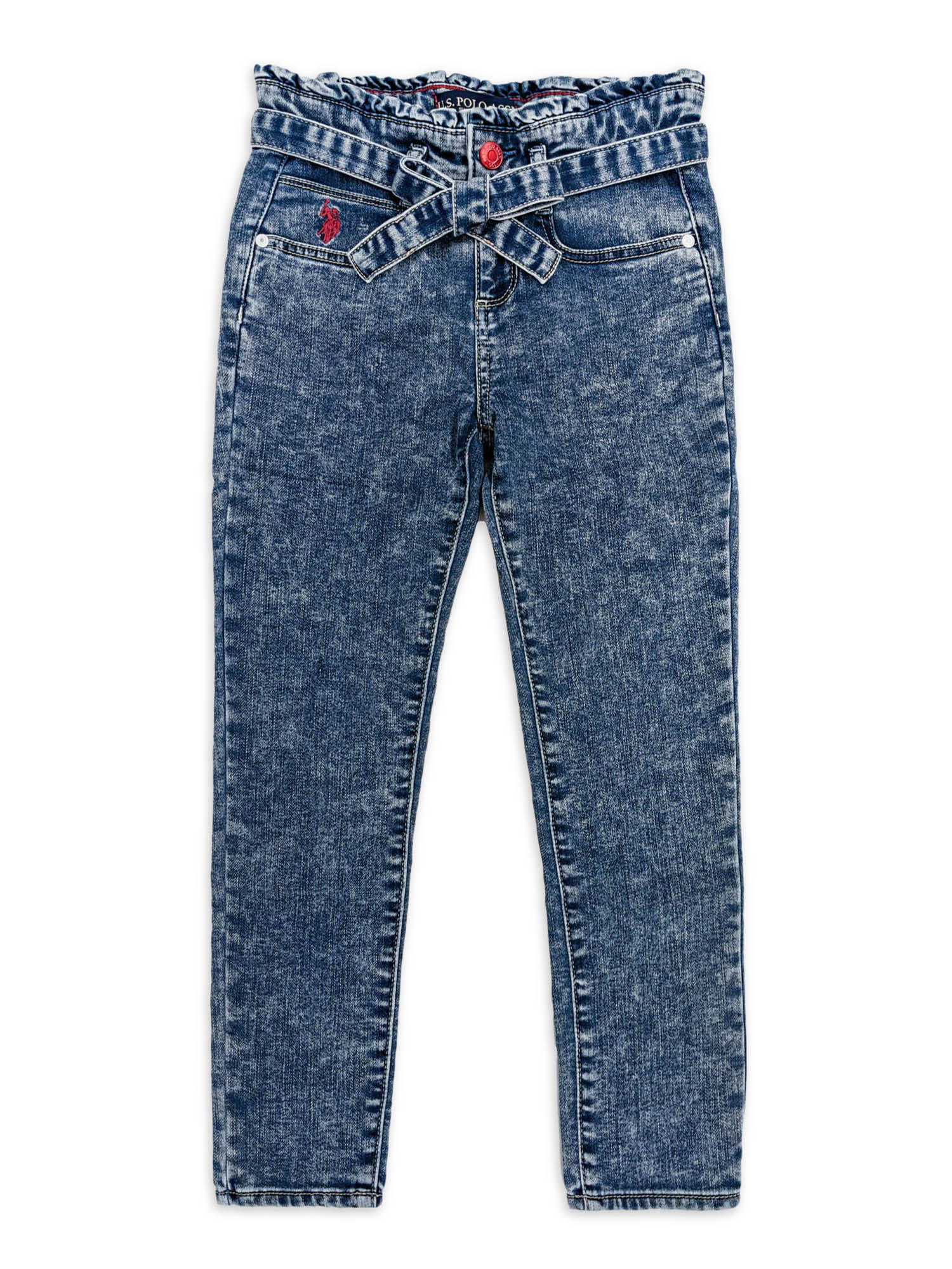 Us Polo Assn. Girls Paperbag Waist Skinny Jeans, Sizes 4-18 - image 1 of 2