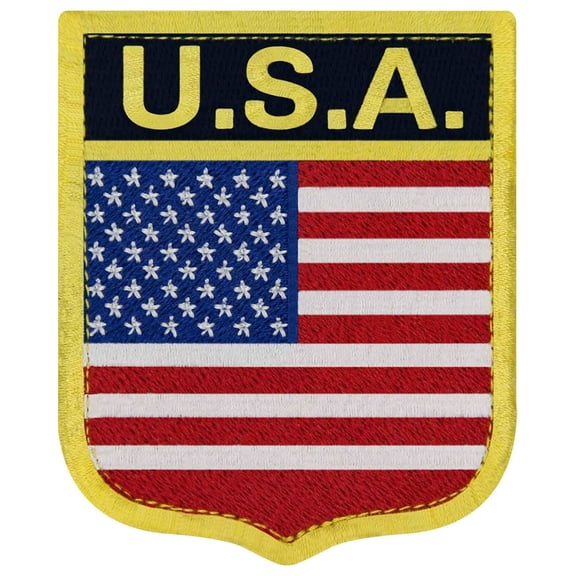 Us Shield American Usa National Flag Patch Embroidered Badge Biker Applique Fastener Hook And Loop Emblem