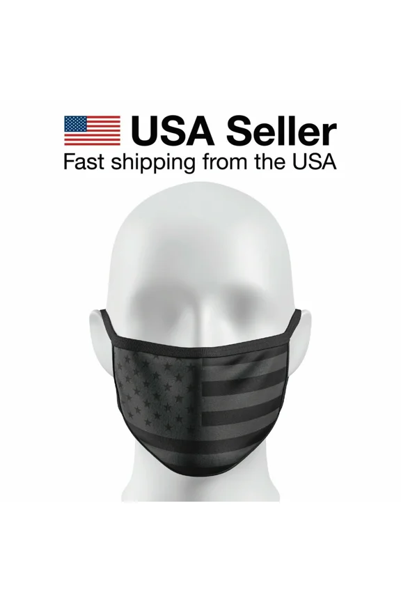Us Usa American Flag Face Mask Black Ppe Cloth Fabric Washable Reusable Cover Us