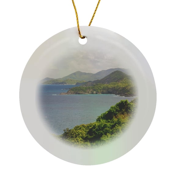 3drose, Us Virgin Island, St Thomas. North Shore St Thomas Vista, Circle Porcelain Ornament