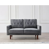 Us pride furniture Feemster 57.5'' Velvet Square Arm loveseat -Grey