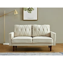 Us pride furniture Feemster 57.5'' Velvet Square Arm loveseat -Ivory