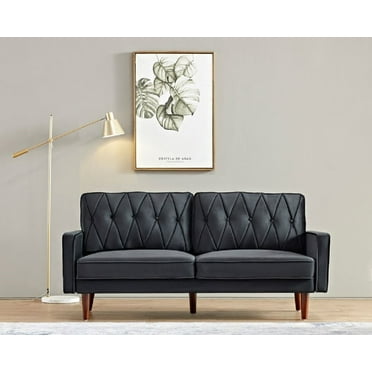 Us pride furniture Feemster 69.3'' Velvet Square Arm Sofa,Black