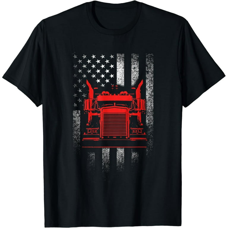 Us Trucking - Us Flag With Truck T-Shirt Us Trucking - Us Flag With Truck T-Shirt