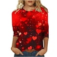 thumbnail image 1 of UsYezik Valentine Shirts for Women 3/4 Sleeve T-Shirt Crewneck Cute Heart Blouses Shirts Graphic Tee Tops Dressy Casual T-Shirt, 1 of 4