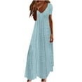thumbnail image 1 of UsYezik Womens Dress V Neck Strappy Eyelet Embroidery Sleeveless Dress Vacation Hollow Out Flowy Dresses A Line Maxi Dress Sundress XXL, 1 of 5