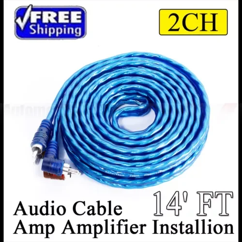 Usa 14' Ft Amp Rca Cables Car Audio Inter Connect Cable For 2 Channel Power Amp