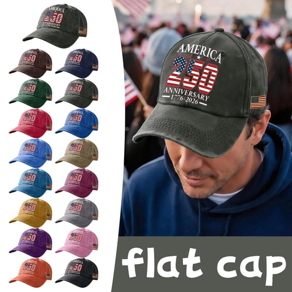 Usa 250 Anniversary Flag, Vintage Baseball Cap, Green Fabric, Washed Pigment, Olive Finish, Unisex Sizing, Independence Day Parades, Commemorative Graphic, 1 Pc