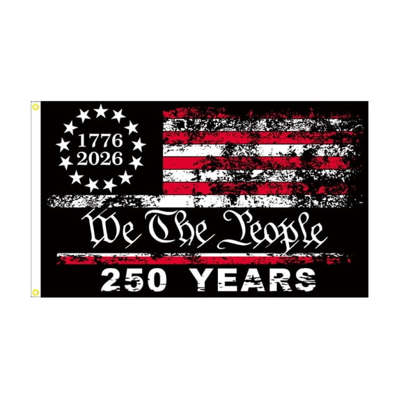 Usa 250Th Anniversary Flag, 24X36 In, 250Th Anniversary, Patriotic Decorations, Outdoor Yard Decorations, Single Sided, Black Red White, 1 Pc