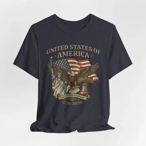 Usa 250Th Anniversary Independence Day T-Shirt Vintage American Tee