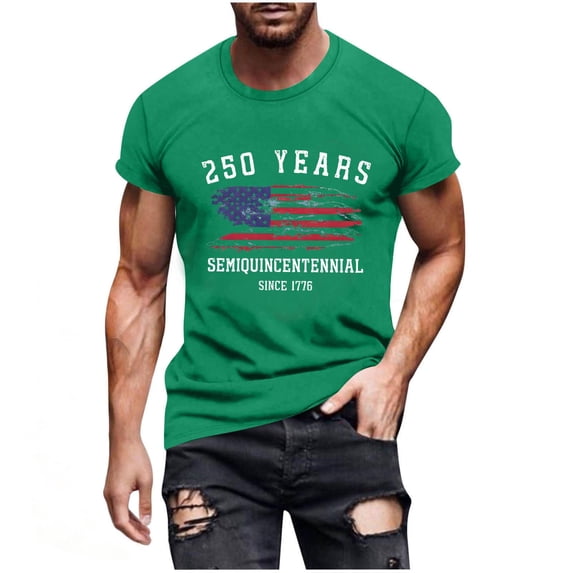 Usa 250Th Anniversary Merchandise, Men's 4th of July Shirts Short Sleeve Muscle Fit T Shirts Casual Round Neck Summer Tops