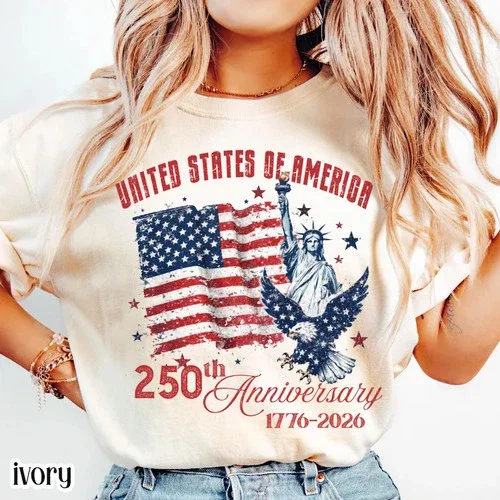 Usa 250Th Anniversary Vintage Flag 4Th Of July T-Shirt