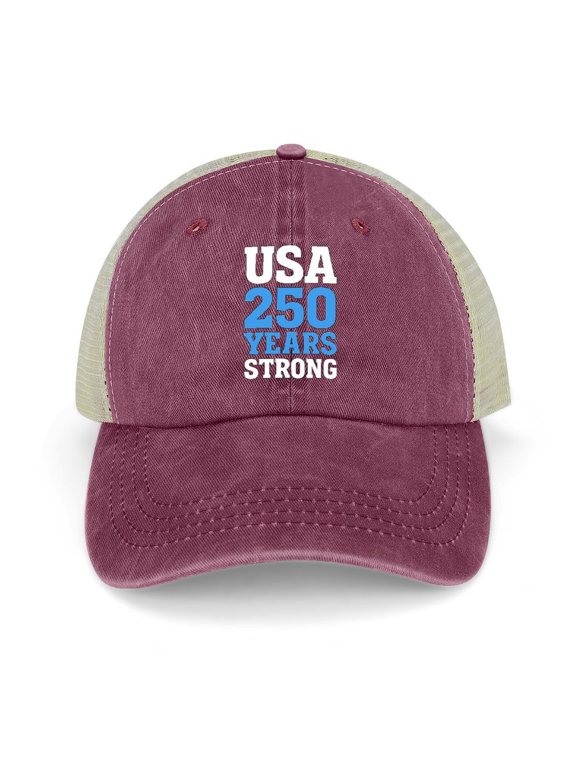 Usa 250Th Anniversary Wine Red Trucker Hat for Men Women, Adjustable Mesh Back Baseball Cap