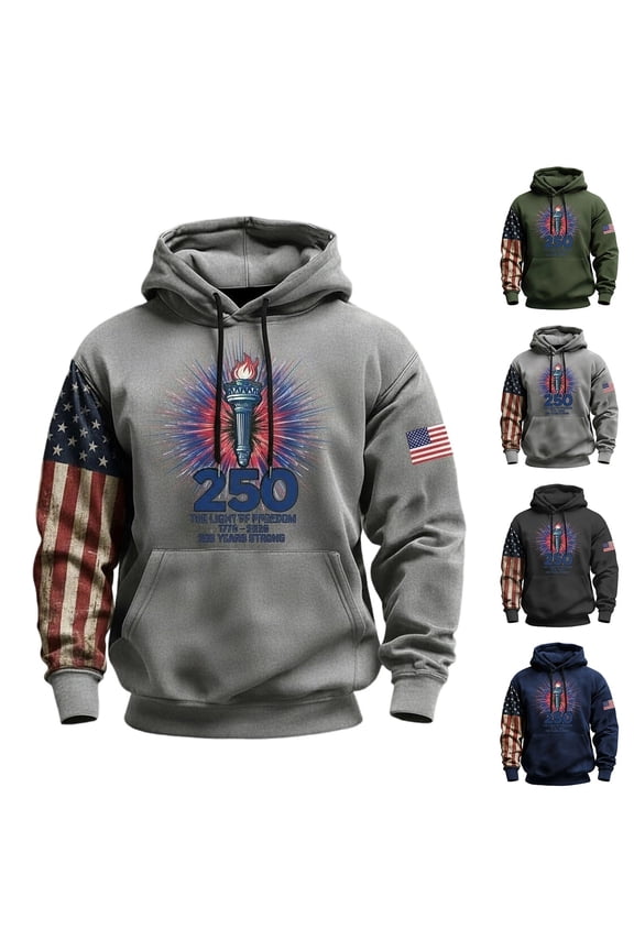 Usa 250th Anniversary Hoodie Mens American Flag Men's United States 250 Years Shirt American 1776-2026 250th Birthday Mens Oversized Winter Clothes