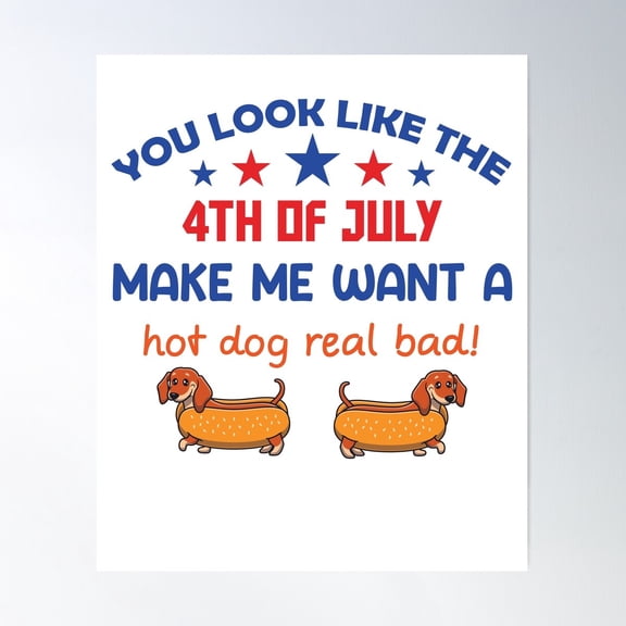Usa 4Th Of July Hot Dog Commemorative Art Unframed Paper Print
