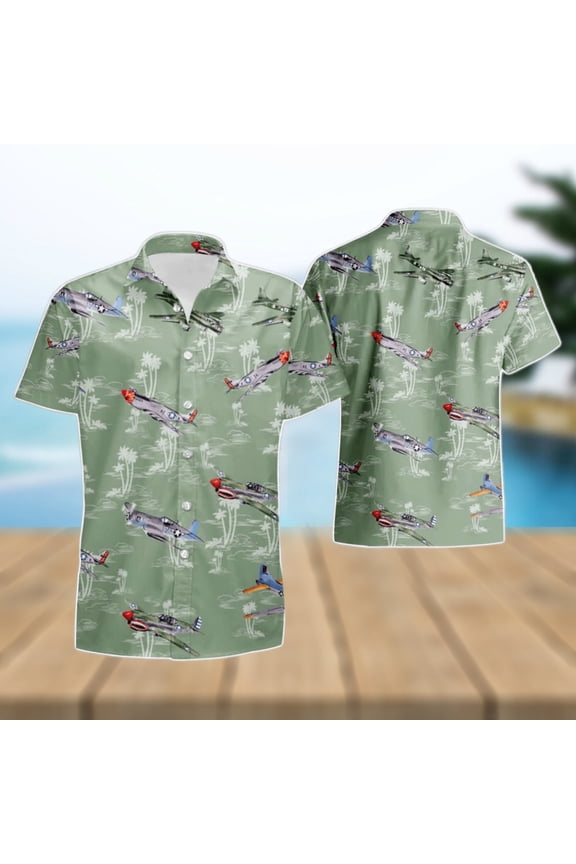 Usa Airplanes Aloha Summer Hawaiian Shirt And Short