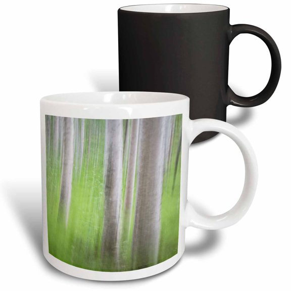 3drose, Usa, Alaska. Abstract Motion Blur of Birch Trees., 11oz Magic Transforming Mug