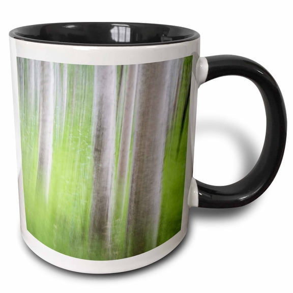 3drose, Usa, Alaska. Abstract Motion Blur of Birch Trees., 11oz Two-tone Black Mug