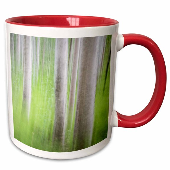 3drose, Usa, Alaska. Abstract Motion Blur of Birch Trees., 11oz Two-tone Red Mug