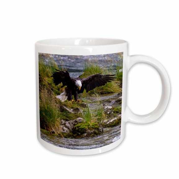 3drose, Usa, Alaska. Bald Eagle Feeding on Salmon. Chilkoot River Near Haines, 11oz Mug