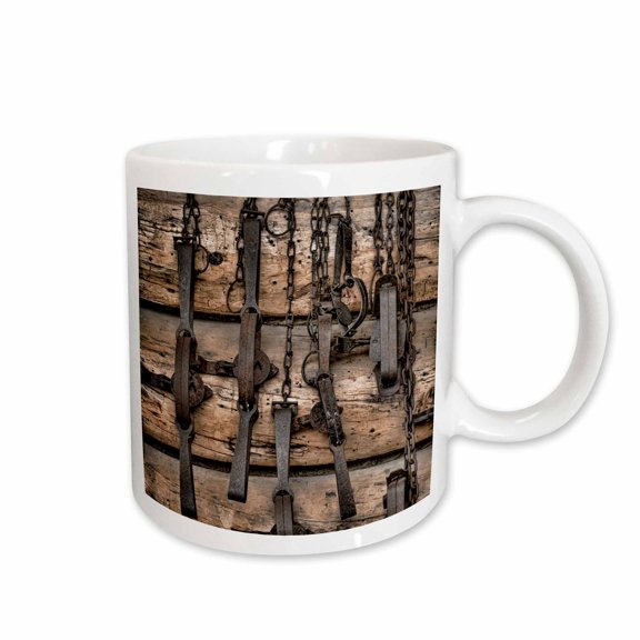 3drose, Usa, Alaska. Collection of Old Traps Hang on Log Cabin Wall., 11oz Mug