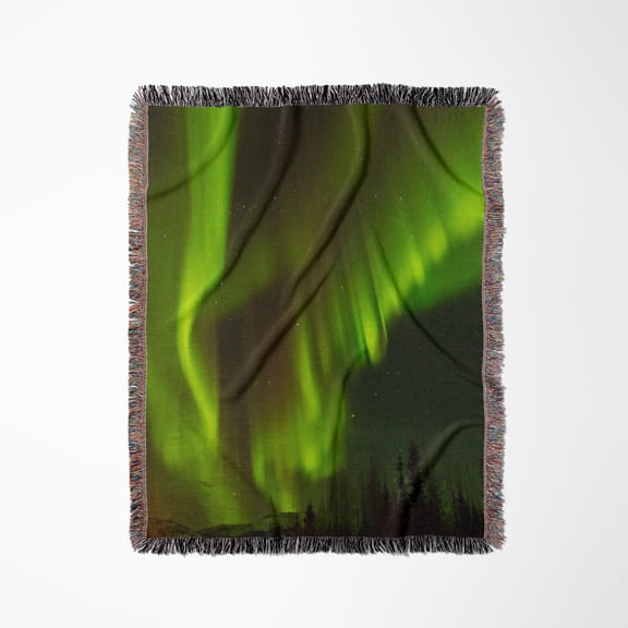 Usa, Alaska, Fairbanks. Northern Lights Patterns., Woven Blanket